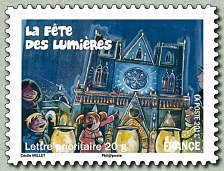 Stamp, The festival of lights - Lyon, France,  