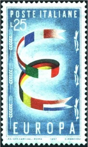 Letter E with flags, wmk. stars II 65° S