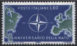Stamp, Compass and Map, laid paper, Italy,  