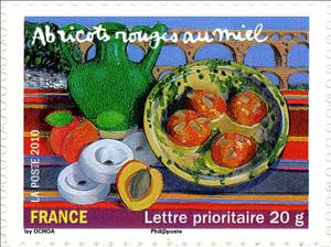 Stamp, Apricots with honey, France,  