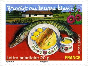 Stamp, Pike With White Butter Sauce, France,  , Food