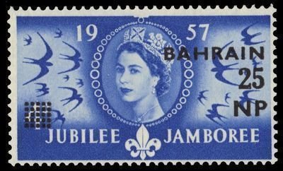 Medallion and swallows with overprint