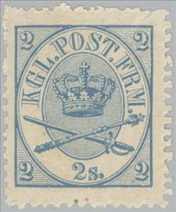 Stamp, Kroon, scepter en zwaard, Denmark,  , Coats of Arms