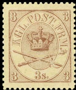 Stamp, Crown, sceptre and sword, perf. 12½, Denmark,  , Coats of Arms