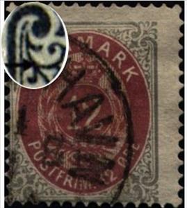 Stamp, Frame II, wmk. 1Y, perf. 14X13½, Denmark,  , Numbers