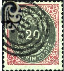 Stamp, Frame II, wmk. 1Y, perf. 14X13½, Denmark,  , Numbers