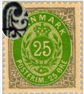 Stamp, Frame II, wmk. 1Y, perf. 14X13½, Denmark,  , Numbers