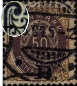 Stamp, Frame II, wmk. 1Z, perf. 12¾, Denmark,  , Numbers