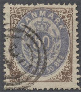 Stamp, Frame I, wmk. 1Y, perf. 14X13½, Denmark,  , Numbers
