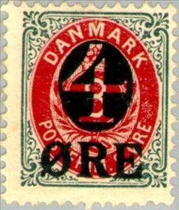 Stamp, Coat of arms- surcharge, Denmark,  , Numbers