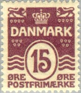 Stamp, Figure 'wave'- type, Denmark,  , Numbers