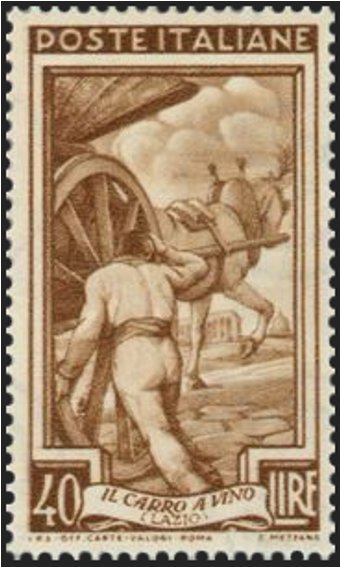Lazio, the cart with vine