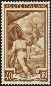 Stamp, Lazio, the cart with vine, Italy,  