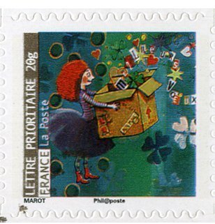 Personnage portant boite remplie de cadeaux
