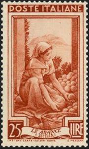 Stamp, Sicily, the oranges, Italy,  