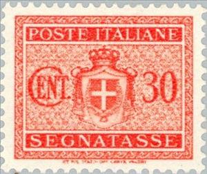 Stamp, Savoy coat of arms without bundles,watermark winged wheel, Italy,  