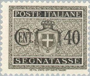 Stamp, Savoy coat of arms without bundles,watermark winged wheel, Italy,  