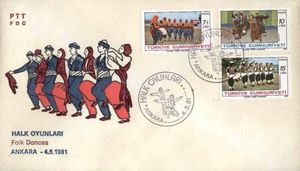 First Day Cover, Folk Dances (FDC), Turkey,  , Dance