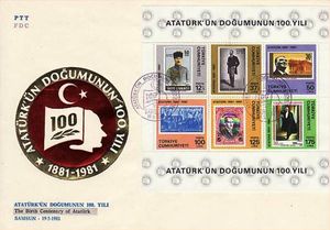 Stamps with portraits of Turkey and Kemal Ataturk (FDC)