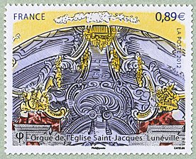 Stamp, Fresco trompe l'oeil "the entrance of paradise", France,  