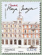 Stamp, Madrid - Plaza Mayor, France,  