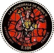Stamp, Church window, France,  , Stained-glass, Churches - Cathedrals - Basilicas - Chapels