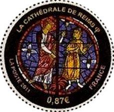 Stamp, Church window, France,  , Stained-glass, Churches - Cathedrals - Basilicas - Chapels
