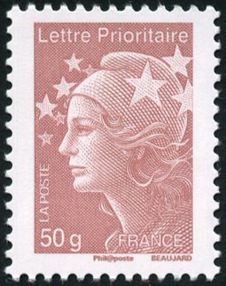 Stamp, 50g Priority letter, France,  