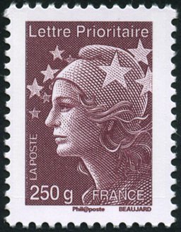 Stamp, 250g Priority Letter, France,  