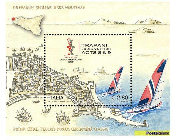 Map of Trapani and ship