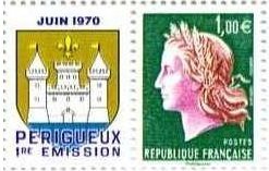 Se-tenant, Cheffer - Juin 70 blason de Périgueux, France,  