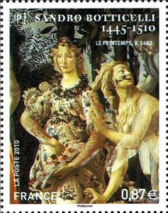 Stamp, 500th death anniversary of Sandro Botticelli (1445-1510), France,  , Art