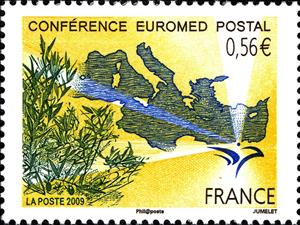 Stamp, Conférence Euromed Postal, France,  