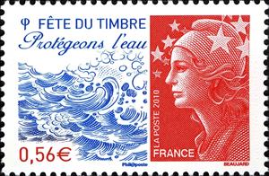 Stamp, Water Protection, France,  