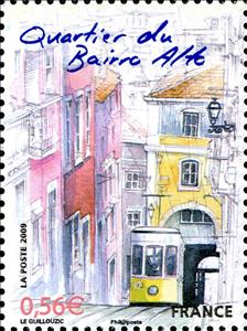 Stamp, Lisbon: Bairro Alto Quarter, France,  