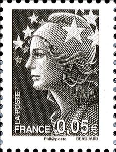 Stamp, Marianne de Beaujard - Photogravure, France,  
