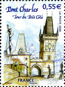 Stamp, Prague - Charles Bridge, France,  , Bridges