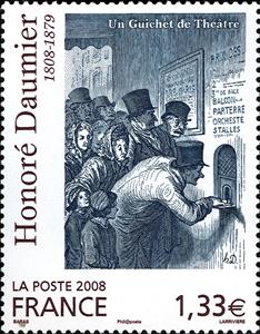Stamp, Honore Daumier, France,  , Art