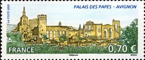 Stamp, Pope's Palace, Avignon, France,  , Architecture