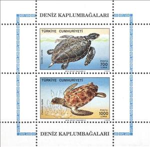 Souvenir Sheet, Loggerhead Turtle (Caretta caretta), Green Sea Turtle (Chelo, Turkey,  , Turtles, Animals (Fauna)