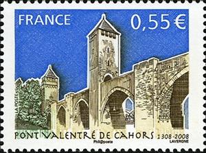 Stamp, Valentre Bridge - Cahors, France,  , Bridges