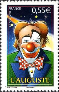Stamp, Clown - Auguste, France,  , Circus