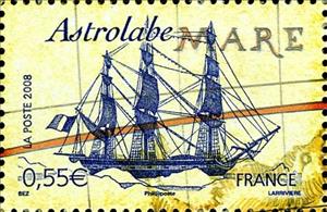 Stamp, Astrolabe, France,  , Ships, Sailing Ships