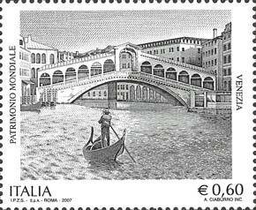Gondola and Bridge of Rialto, Venice (World Heritage 1987)