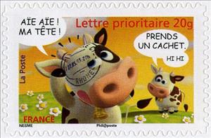 Stamp, Humorous cow by Alexis Nesmes, France,  , Comics
