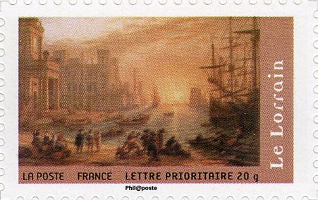 Stamp, Claude Le Lorrain: Seaport the setting sun, France,  , Art
