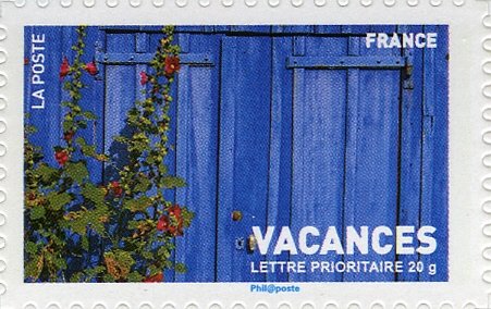 Blue door and roses