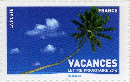 Stamp, Coconut palm, France,  , Trees, Palm-trees, Plants (Flora)