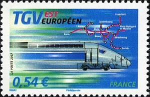 Stamp, East High Speed Train, France,  , Railways