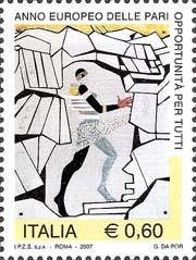 Stamp, European Year of Equal Opportunities, Italy,  